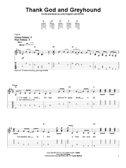 page one of Thank God And Greyhound (Easy Guitar Tab)