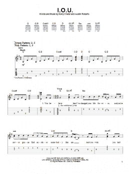 page one of I.O.U. (Easy Guitar Tab)