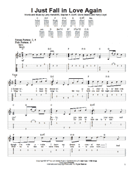 page one of I Just Fall In Love Again (Easy Guitar Tab)