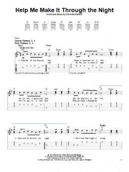 page one of Help Me Make It Through The Night (Easy Guitar Tab)