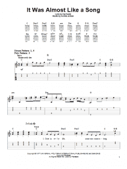 page one of It Was Almost Like A Song (Easy Guitar Tab)
