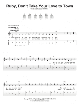 page one of Ruby, Don't Take Your Love To Town (Easy Guitar Tab)