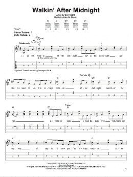 page one of Walkin' After Midnight (Easy Guitar Tab)