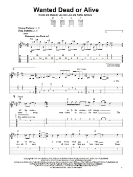 page one of Wanted Dead Or Alive (Easy Guitar Tab)