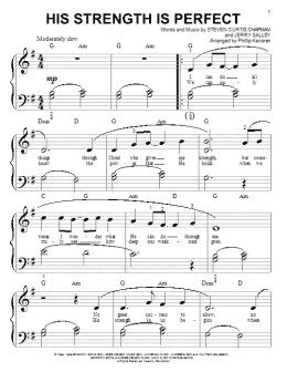 page one of His Strength Is Perfect (arr. Phillip Keveren) (Big Note Piano)