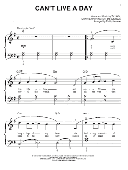 page one of Can't Live A Day (arr. Phillip Keveren) (Big Note Piano)