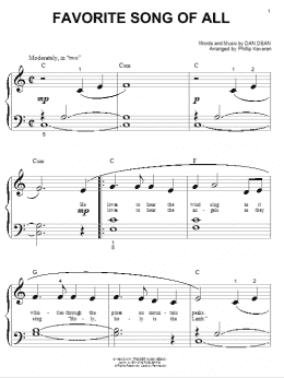 page one of Favorite Song Of All (arr. Phillip Keveren) (Big Note Piano)
