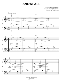 page one of Snowfall (arr. Phillip Keveren) (Big Note Piano)