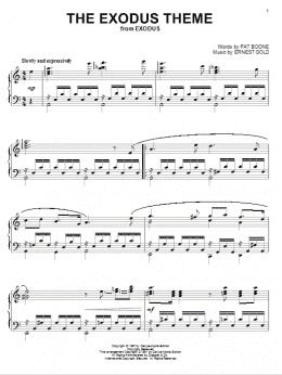 page one of The Exodus Song (Piano Solo)