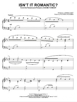 page one of Isn't It Romantic? (Piano Solo)