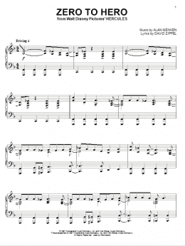 page one of Zero To Hero (from Hercules) (Piano Solo)