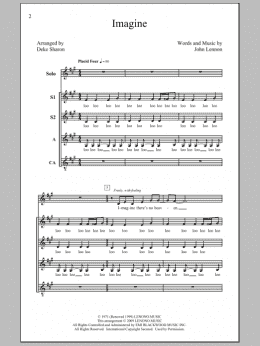 page one of Imagine (arr. Deke Sharon) (SSA Choir)