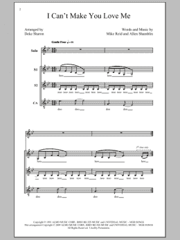 page one of I Can't Make You Love Me (arr. Deke Sharon) (SSA Choir)