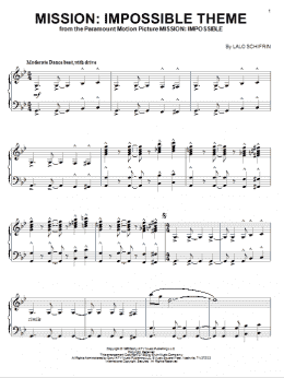 page one of Mission: Impossible Theme (Piano Solo)