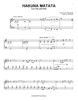 page one of Hakuna Matata (from The Lion King) (Piano Solo)