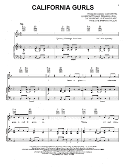 page one of California Gurls (Piano, Vocal & Guitar Chords (Right-Hand Melody))