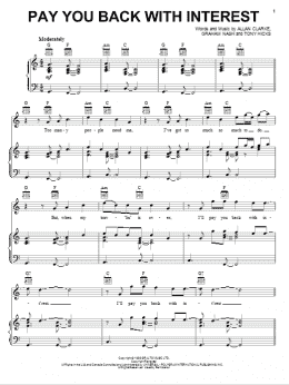 page one of Pay You Back With Interest (Piano, Vocal & Guitar Chords (Right-Hand Melody))