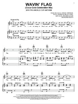 page one of Wavin' Flag (Coca-Cola Celebration Mix) (2010 FIFA World Cup Anthem) (Piano, Vocal & Guitar Chords (Right-Hand Melody))