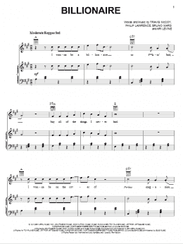 page one of Billionaire (Piano, Vocal & Guitar Chords (Right-Hand Melody))