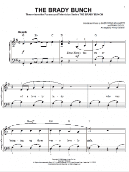 page one of The Brady Bunch (arr. Phillip Keveren) (Easy Piano)