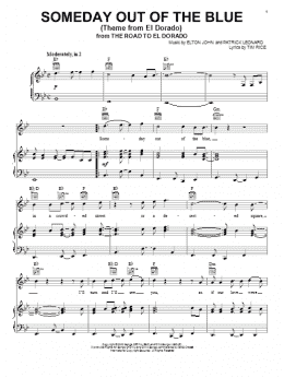 page one of Someday Out Of The Blue (Theme from El Dorado) (Piano, Vocal & Guitar Chords (Right-Hand Melody))