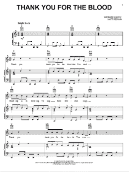 page one of Thank You For The Blood (Piano, Vocal & Guitar Chords (Right-Hand Melody))