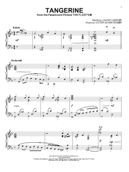 page one of Tangerine (Piano Solo)