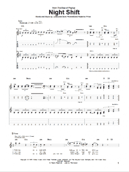 page one of Night Shift (Guitar Tab)