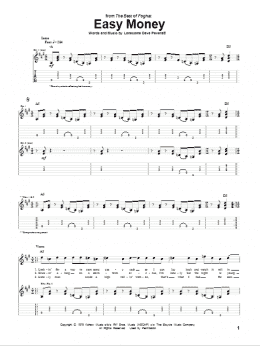 page one of Easy Money (Guitar Tab)