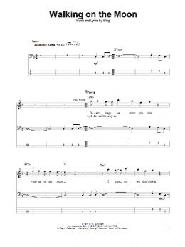 page one of Walking On The Moon (Bass Guitar Tab)