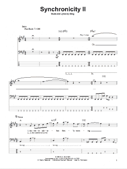page one of Synchronicity II (Bass Guitar Tab)