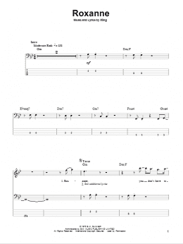 page one of Roxanne (Bass Guitar Tab)
