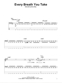 page one of Every Breath You Take (Bass Guitar Tab)