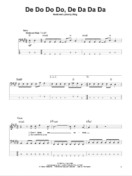 page one of De Do Do Do, De Da Da Da (Bass Guitar Tab)