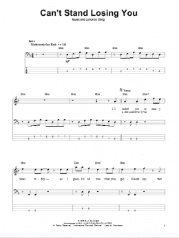 page one of Can't Stand Losing You (Bass Guitar Tab)