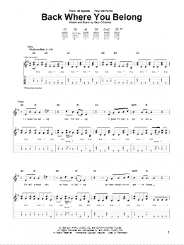 page one of Back Where You Belong (Guitar Tab)
