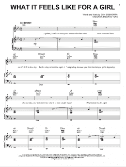 page one of What It Feels Like For A Girl (Piano, Vocal & Guitar Chords (Right-Hand Melody))