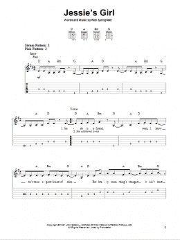 page one of Jessie's Girl (Easy Guitar Tab)