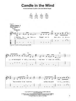 page one of Candle In The Wind (Easy Guitar Tab)