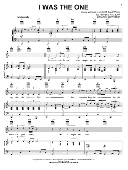 page one of I Was The One (Piano, Vocal & Guitar Chords (Right-Hand Melody))