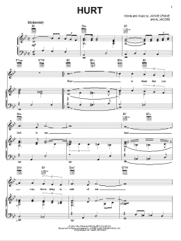 page one of Hurt (Piano, Vocal & Guitar Chords (Right-Hand Melody))
