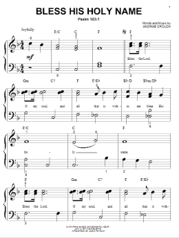 page one of Bless His Holy Name (Big Note Piano)