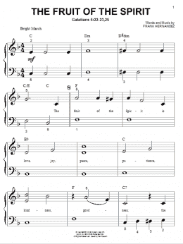page one of The Fruit Of The Spirit (Big Note Piano)