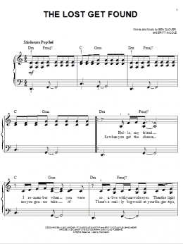 page one of The Lost Get Found (Easy Piano)
