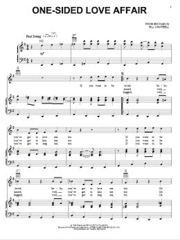 page one of One-Sided Love Affair (Piano, Vocal & Guitar Chords (Right-Hand Melody))