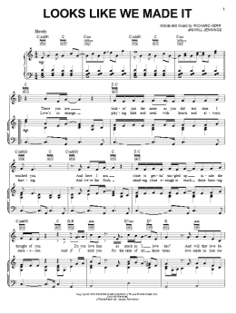 page one of Looks Like We Made It (Piano, Vocal & Guitar Chords (Right-Hand Melody))