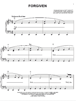 page one of Forgiven (Easy Piano)