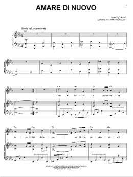 page one of Amare Di Nuovo (Piano, Vocal & Guitar Chords (Right-Hand Melody))