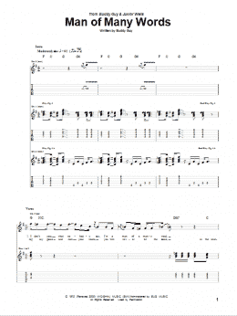 page one of Man Of Many Words (Guitar Tab)