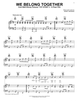 page one of We Belong Together (from Toy Story 3) (Piano, Vocal & Guitar Chords (Right-Hand Melody))